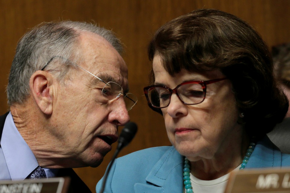 Senators Chuck Grassley and Diane Feinstein, the leaders of the Senate Judiciary Committee, meet in May. 