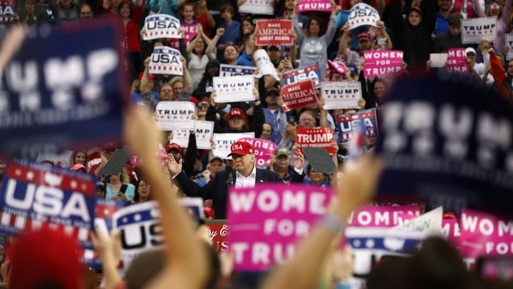 President-elect Donald Trump speaks during a USA Thank You Tour event in Mobile, Alabama.