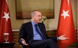 Recep Tayyip Erdogan gestures 