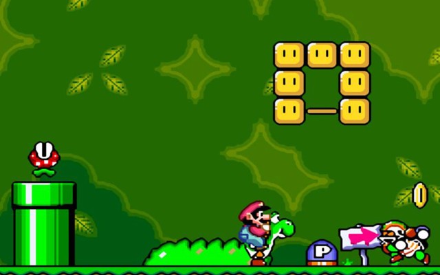 A still from Super Mario World, one of the 21 games available on the SNES Classic