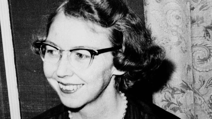 A 1962 photo of author Flannery O'Connor