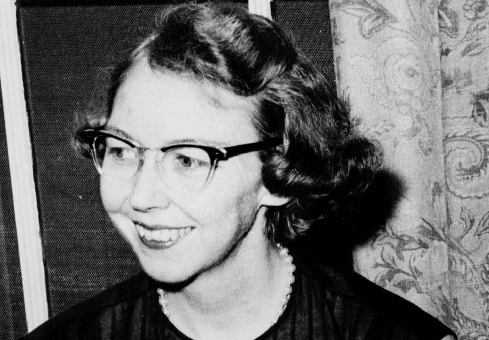 A 1962 photo of author Flannery O'Connor