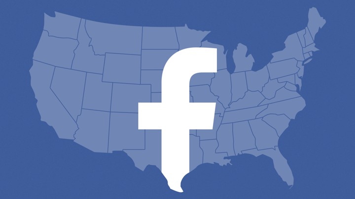 What Facebook D!   id To American Democracy The Atlantic - the continental united states w!   ith the facebook logo superimposed