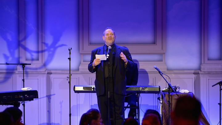 Harvey Weinstein speaks at the Weinstein Company's Oscars party in 2014.