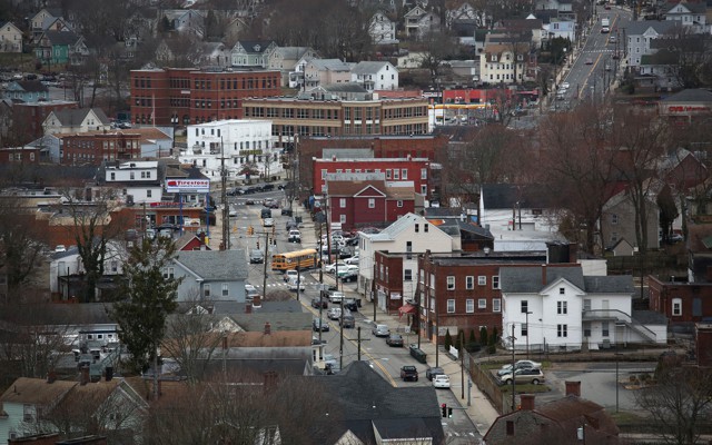 The downtown streets of New London, Connecticut