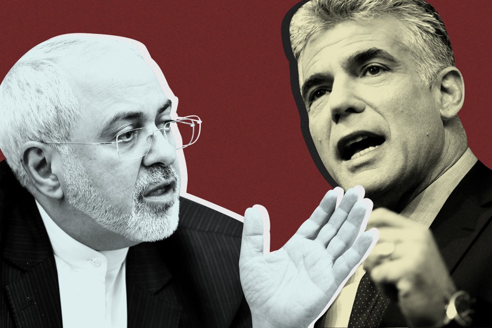 Yair Lapid, head of the Yesh Atid party, and Javad Zarif, Iran's foreign minister.