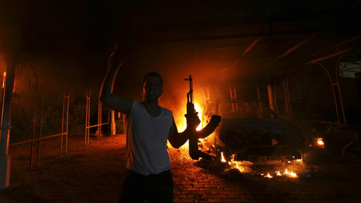 A protester at the U.S. Consulate in Benghazi