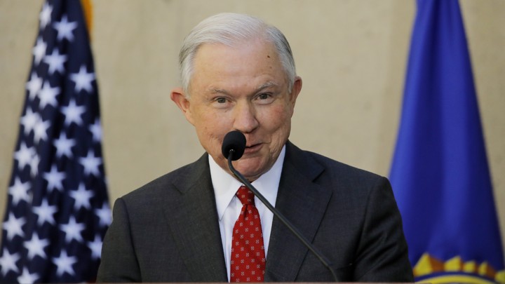 Attorney General Jeff Sessions speaks at installation ceremonies for incoming FBI Director Christopher Wray in September.
