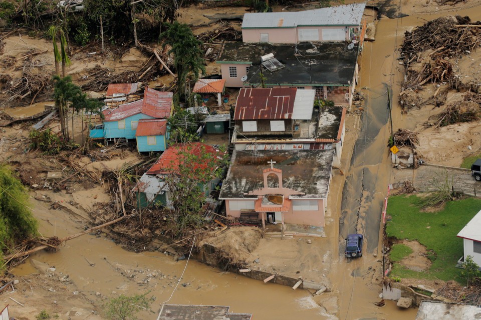 Damage left behind by Hurricane Maria, as seen from the air