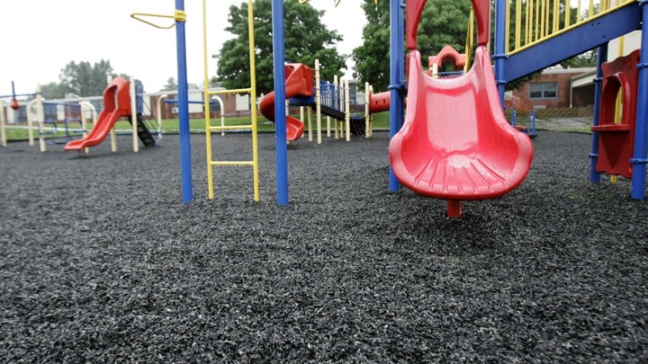 A playground with synthetic turf