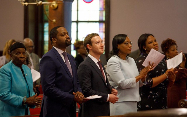 Mark Zuckerberg inside a church
