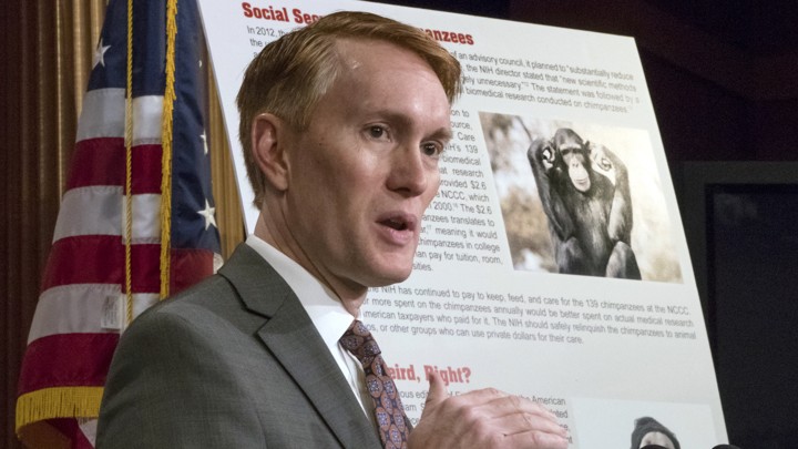 Senator James Lankford of Oklahoma giving a presentation