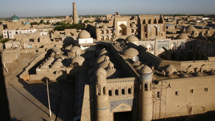Aerial view of Khiva, Uzbekistan.