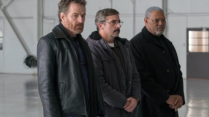 Bryan Cranston, Steve Carrell, and Laurence Fishburne in 'Last Flag Flying'