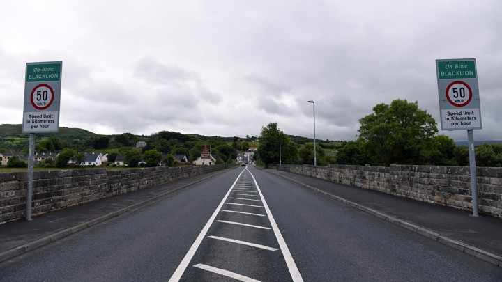 The Belcoo and Blacklion bridge, which served as a hard border between Northern Ireland and the Republic of Ireland until 1998, pictured in Belcoo, Northern Ireland on July 4, 2016.