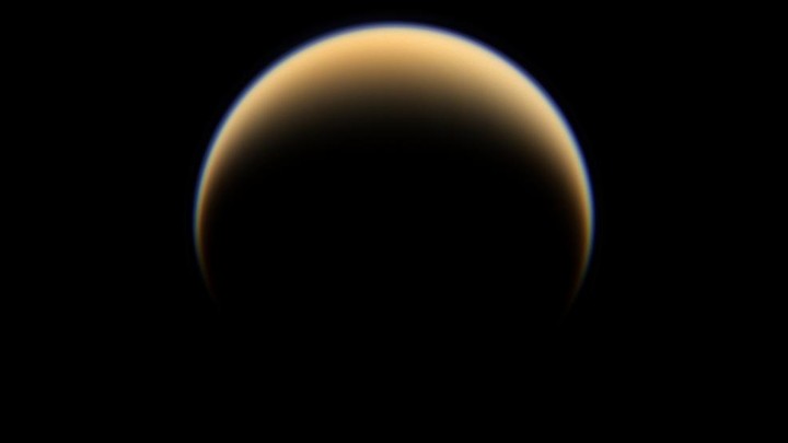 Titan, Saturn's largest moon, as seen by the Cassini spacecraft