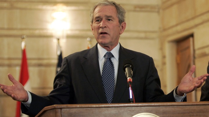 President George W. Bush speaks during a joint news conference.