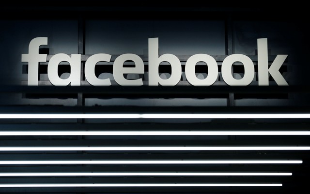 A black-and-white Facebook logo