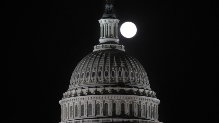 The moon over the Capitol. Totally not spooky.