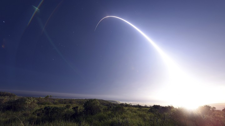 An unarmed Minuteman III intercontinental ballistic missile test at Vandenberg Air Force Base