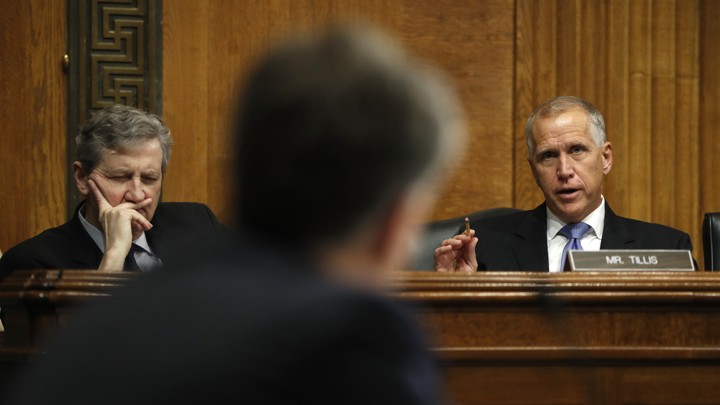 Senators John Kennedy and Thom Tillis at a hearing