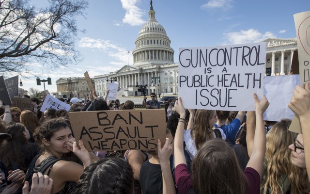 Students rally at the Capitol in solidarity with Marjory Stoneman Douglas High School in Florida.