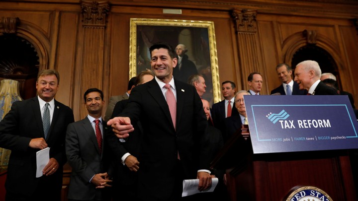 Speaker of the House Paul Ryan speaks about tax reform at a congressional event in 2017.