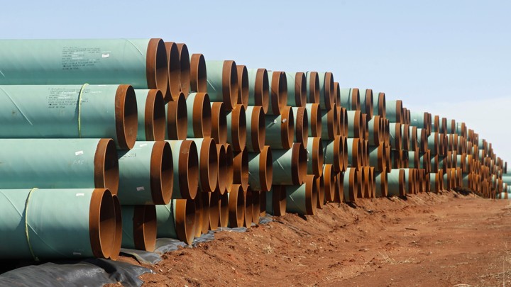 Stacked steel pipes