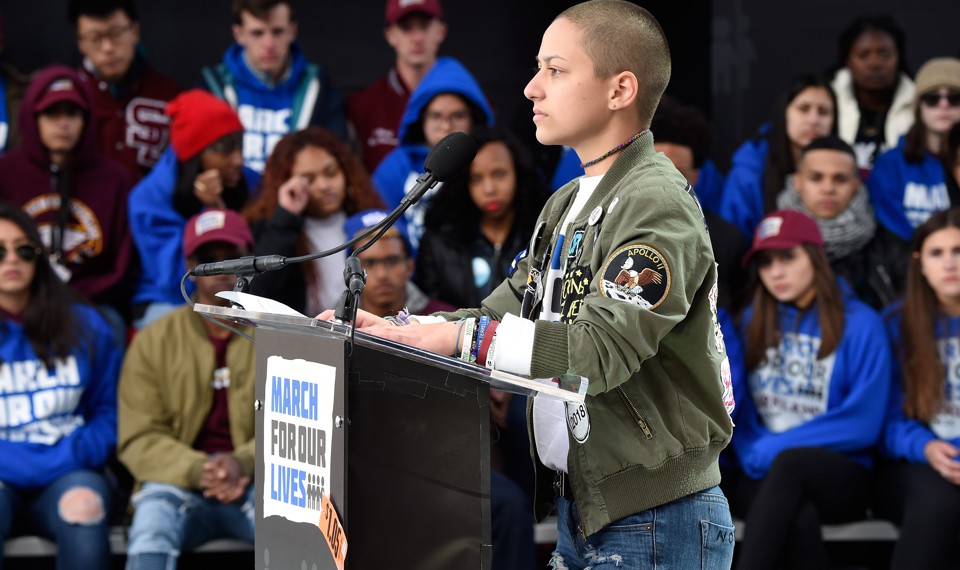 Emma González speaks at the March For Our Lives. 