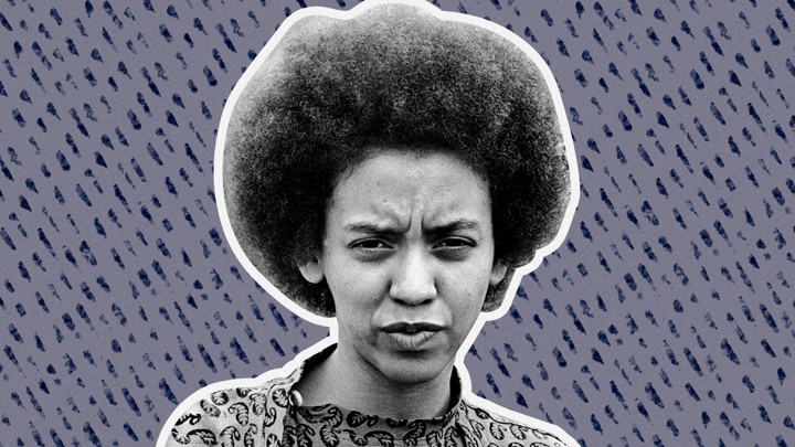 A cutout illustration of Nikki Giovanni circa 1968