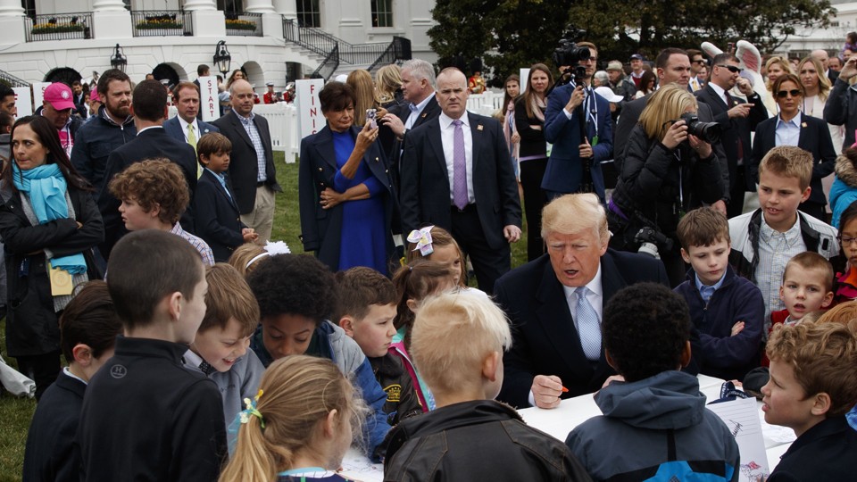 President Trump at the 2018 White House Easter Egg roll
