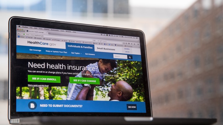 A laptop screen showing the HealthCare.gov website