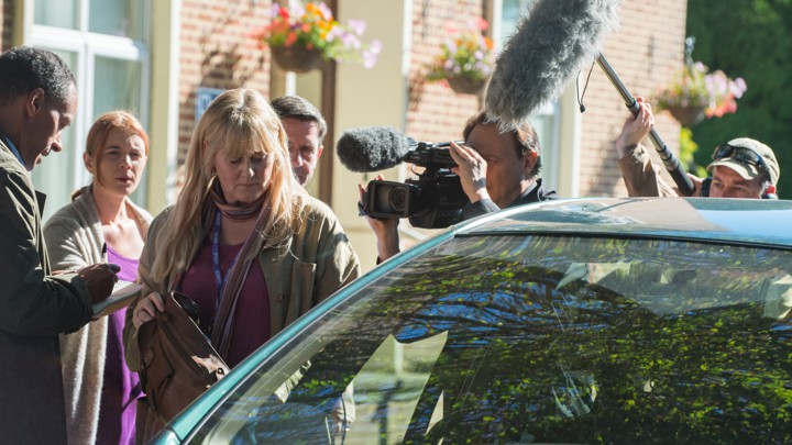 Sarah Lancashire stars as Miriam, a social worker, in Hulu's 'National Treasure: Kiri'
