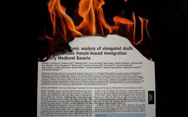 The abstract of a scientific paper engulfed in flames