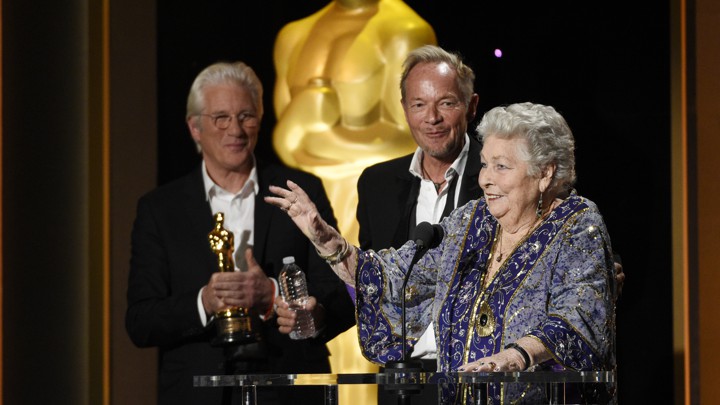 Anne V. Coates accepting her honorary Academy Award at the 2016 Governors Awards