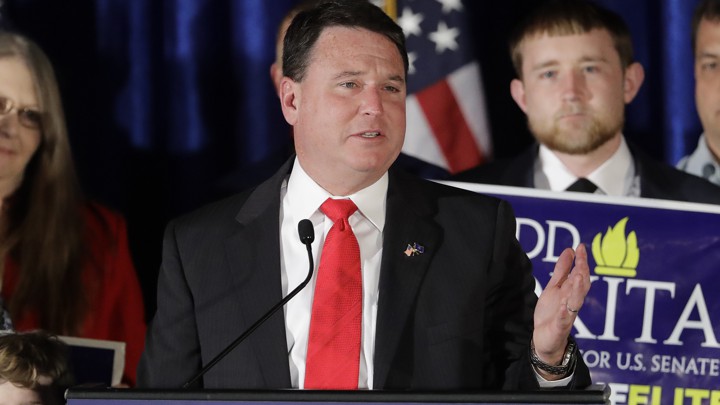 Representative Todd Rokita of Indiana speaking at a lectern