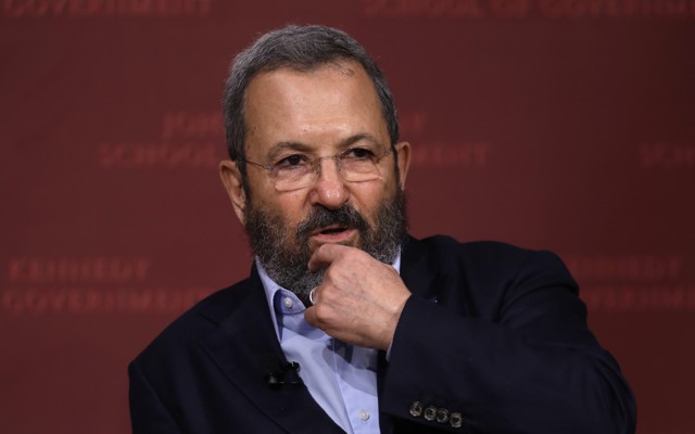 Former Israeli Prime Minister Ehud Barak speaking at Harvard