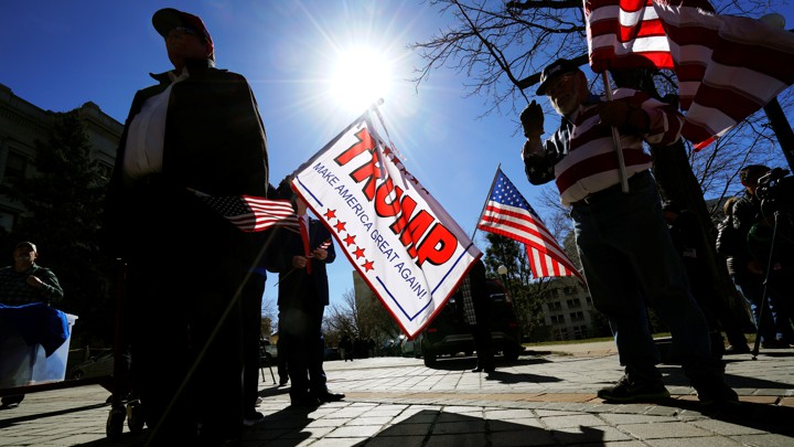 Supporters of President Trump attend a "Spirit of America" rally in Denver on February 27, 2017.