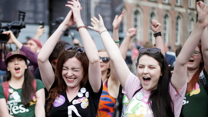 Women react to the results of Ireland's abortion referendum