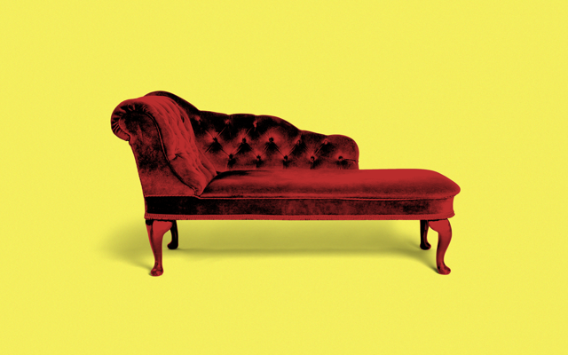 A photo illustration of a therapist's couch