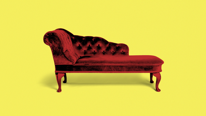 A photo illustration of a therapist's couch