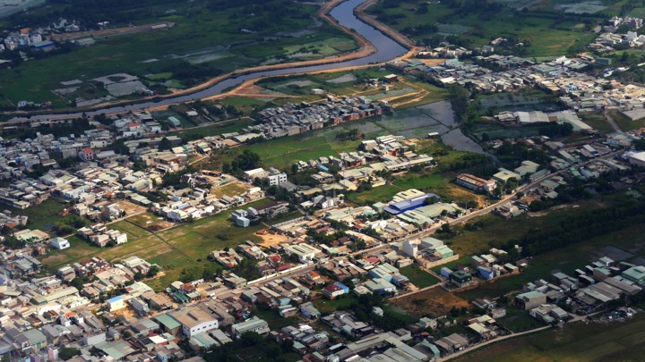 An aerial view of the outskirts of Ho Chi Minh City