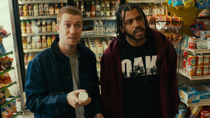 Rafael Calas and Daveed Diggs as Miles and Collin in 'Blindspotting'