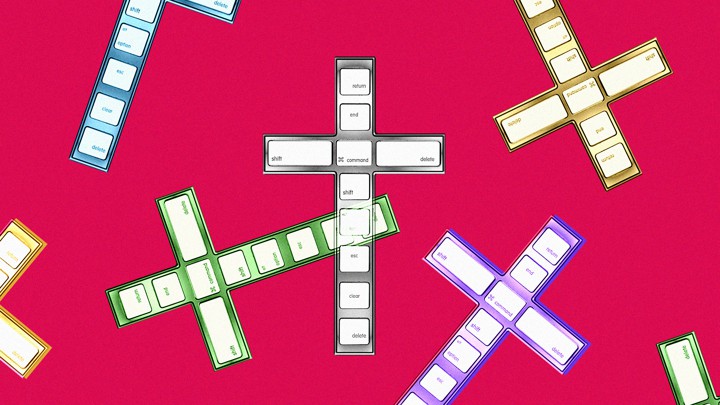 Religious crosses made out of computer keys