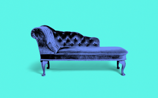 A photo illustration of a therapist's couch