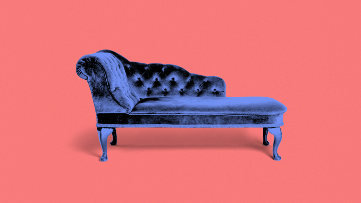 A photo illustration of a therapist's couch