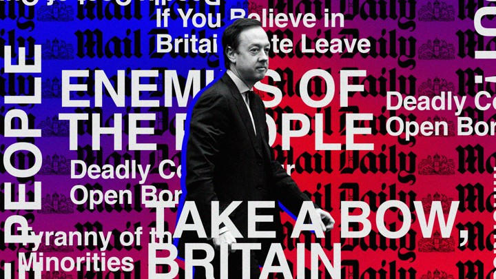 A photograph of Geordie Greig layered on top of the Daily Mail logo.