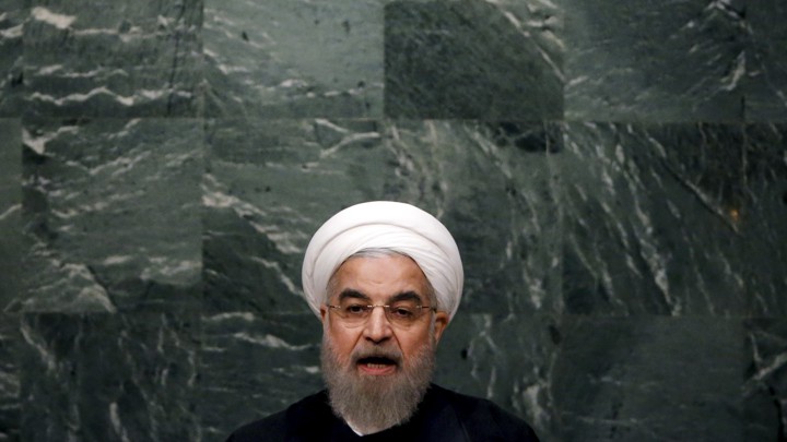 Iranian President Hassan Rouhani speaks at a United Nations meeting in 2015