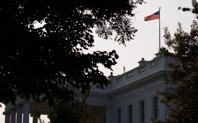 The U.S. flag flies at full-staff over the White House on Monday.