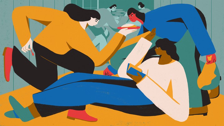 An illustration of roommates in one another's way